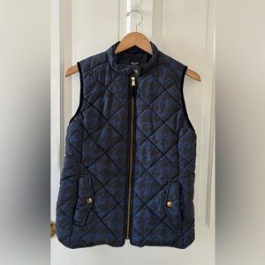 Kensie Jeans Black & Navy Houndstooth Print Quilted Puffer Vest MEDIUM